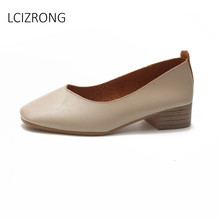 Lcizrong sapatos vintage de dedo quadrado para mulheres, sapatos baixos confortáveis para trabalho, escritório, para mulheres, pretos, coreanos 2024 - compre barato