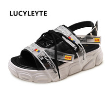 LUCYLEYTE summer women sandals platform wedges sandalias buckle strap thick sole woman shoes mujer casual open toe beach shoes 2024 - buy cheap