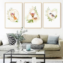 Nordic Minimalist Style Cartoon Cute Animal Deer Cat Home Decor Painting Space Wall Art For Living Room Poster Canvas Unframe 2024 - buy cheap