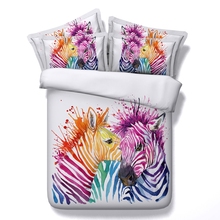 Zebra Bedding Set Printed Duvet Cover Set Colored Animal Bed Cover Pillow Case Twin Full Queen King Home 2024 - buy cheap