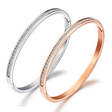 ZORCVENS Fashion Rose Gold Color Stainless Steel Bracelets Bangles for Woman CZ Stone Female Jewelry Wholesale 2024 - buy cheap
