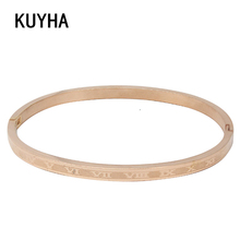 Elegant Bangle Bracelet For Women Gold/Rose Gold Silver Color Europe Style Stainless Steel With Roman Letter Jewelry Gifts 2024 - купить недорого