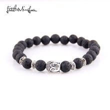 Little MingLou Buddha head beads bracelet yoga charms Bracelets & Bangles Natural Stone beaded Men Bracelet for Women Jewelry 2024 - buy cheap