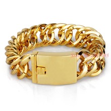 20mm width Gold Tone Top Quality 316L Stainless Steel Men's Bracelet Fate Love Brand Style Chunky Chain Bangle for Men 2024 - buy cheap