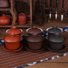 6 моделей высококачественного чайного набора, элегантные китайские чайные кружки Gaiwan, фиолетовая глина, tureen 120 мл, чашка с крышкой, блюдце, чай, чашка для заварки, исинский чайный горшок 2024 - купить недорого
