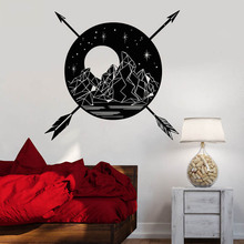 Vinyl Art Wall Decals Mountains Moon Arrows Star Landscape Wall Sticker Bedroom Livingroom Decoration Beauty Poster Mural W329 2024 - buy cheap