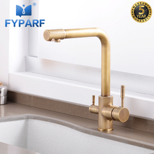 FYPARF Kitchen Faucets Filter Antique Brass Crane Kitchen Water Sink Faucet Cold and Hot Filter Vegetables Kitchen Mixer Tap 2024 - buy cheap