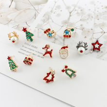 Engraçado série de natal brincos embutidos strass coloridos linda árvore de natal papai noel chapéu pentagrama bell antlers brinco 2024 - compre barato