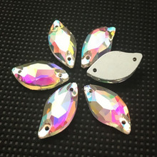 9x20mm 14x30mm Leaf Crystal Sew On RhineStone AB Color Beauty Fish Sewing Glass Stone For Dress 2024 - buy cheap