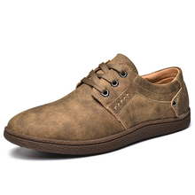 Sapatos casuais masculinos de couro, sapatos de lazer para outono de marca, sapatos rasos confortáveis de tamanho grande, dropship 2024 - compre barato