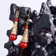Yanting Vintage Carved Bronze Jewelry Natural Red Stone Drop Earrings For Female earring for women collar women gifts 0239 2024 - buy cheap