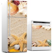 3D Fridge Sticker Beach Starfish Shells Refrigerator Dishwasher Door Cover Kitchen Home Decoration Accessories Wall Stickers 2024 - buy cheap