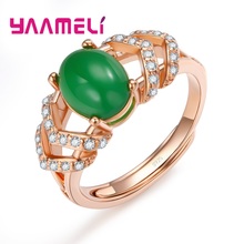 Vintage verde Piedra Rosa elegante anillo de oro para las mujeres con calidad superior de circón cúbico gran oferta de soporte Dropship 2024 - compra barato