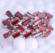 Love Monologue Burning Red imitation Garnet Bridal Sets Silver Color Rings for Women Size 6/7/7.5/8.5 Free Jewelry Bag J0603 2024 - buy cheap