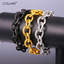 Gola bracelete de aço inoxidável 316l, pulseira masculina ouro prateado e preto de 13mm de corrente, pulseira hip hop, jóias da moda para homens h171 2024 - compre barato