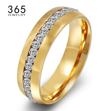Elegant Finger Jewelry Gold Band Stainless Steel Rings Womans Wedding Full Clear Stone Crystal Rings for Women Lady Gift 2024 - купить недорого