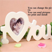 Photo wall heart shape Photo frame is Imitation wood letter love wall stickers for Home decorations wedding wall decorations 2024 - buy cheap