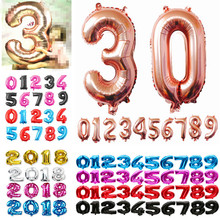 40 pulgadas Rosa globos dorados de aluminio con forma de número globos de aire de números Feliz cumpleaños decoración de la boda carta de evento de globos de fiesta 2024 - compra barato