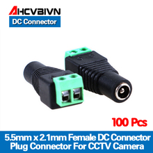 AHCVBIVN 100pcs/lot Female DC Connector 5.5/2.1mm CCTV UTP DC Power Plug Adapter Cable DC/AC 2/Camera Video Balun 2024 - buy cheap