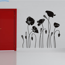 ZOOYOO Poppy Flower Wall Sticker Home Decor DIY Removable Waterproof PVC Wall Art Decal Living Room Decoration 2024 - buy cheap