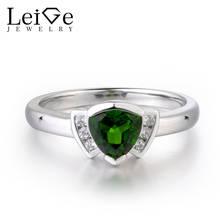 Leige Jewelry Green Color Gem Stone Triangle Cut Natural Diopside Ring Wedding bands 925 Sterling Silver Ring Party Gift For Her 2024 - buy cheap