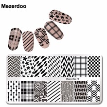 Ferramenta de manicure para decoração diy, placas de estampagem com grade estilosas verificadas, faixas de unha, modelo de imagem, estrelas, ferramenta de manicure 2024 - compre barato