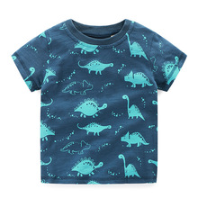 Camiseta con estampado de dinosaurio para niños y niñas, ropa de algodón con bordado 3D de coche, Mundo Jurásico, 2019 2024 - compra barato