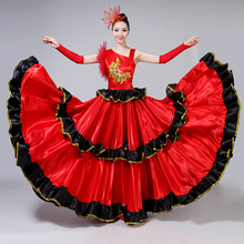 Vestido de tourada espanhola de chamas, fantasia de show com saia completa de lantejoulas para adulto e feminino h562 2024 - compre barato