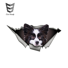 EARLFAMILY 13cm x 6.7cm Black and White Pomeranian Car Sticker Torn Metal Decal Reflective Stickers Waterproof Pet Car Styling 2024 - buy cheap