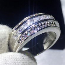 Уникальные обручальные Обручальные кольца для мужчин серебряного цвета AAAAA циркониевый камень белое золото заполненное мужское кольцо для вечеринки ювелирные изделия 2024 - купить недорого