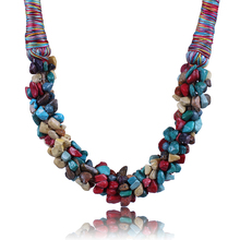 Красочные нерегулярные гравия бусы ожерелье короткое чокер натуральные каменные бусины, ювелирные изделия, подарочные аксессуары для женщин 2024 - купить недорого