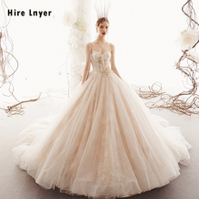 Платье на тонких бретельках с жемчугом и кристаллами, кружевное бальное платье с цветочной аппликацией, платье на свадьбу 2024 - купить недорого
