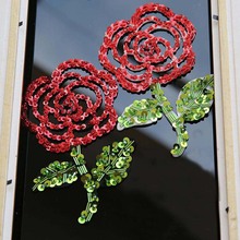 Sequins Beaded Red Rose Patch for Clothing Sewing on Beading Applique Jackets Bags DIY Accessories Patches 2024 - buy cheap