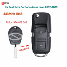 Keyecu-mando inteligente para coche, dispositivo con tapa mejorada a distancia de 433MHz, ID48, para asiento Ibiza, Córdoba, Arosa, León, p/n 2002-2009: 5FA 008, 548 2024 - compra barato