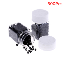 Microanillos de silicona para extensión de cabello, tubos de microcuentas forradas, con agujero de aluminio, color negro, 500 Uds. 2024 - compra barato