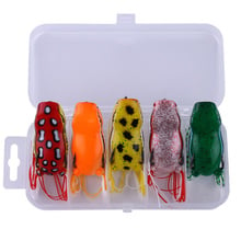 HENGJIA 5 pcs Ray Sapo Macio Iscas De Pesca Conjunto Com A Caixa de 5.5 cm/12g Carpa pesca Wobbler top Água Pesca Equipamento De Pesca 2024 - compre barato