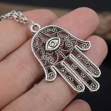 Silver Chain Hand Pendant Necklace Jewish Judaica Kabbalah Pendant Hamsa Fatima Charm Chain Necklace Gifts For Women 2024 - buy cheap