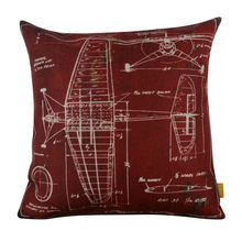 LINKWELL 18x18" Vintage Dark Red Plane Patent Airplane Popular Burlap Decorative Cushion Cover Throw Pillowcase 2024 - buy cheap