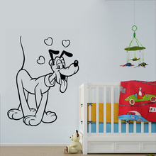 BIG Pluto Cão Amor Adesivo De Parede Crianças DIY Vinly Decal Crianças Quarto Quarto Dos Desenhos Animados Animal Arte Casa Decoração Mural Removível cartaz z014 2024 - compre barato