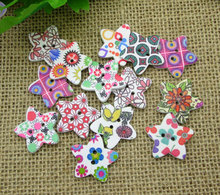 50Pcs Mixed Wood Star Flower Sewing Wooden Buttons For Kids Clothes Scrapbooking Decorative Botones Needlework DIY Accessories 2024 - buy cheap