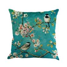 45*45cm Birds Cushion Home Car Decorative Pillows Butterfly Almofada /Coussin / Linen Cojines Decoration CH5D04 OB 2024 - buy cheap