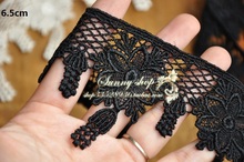 6.5cm Wide (5Yds/lot)Black Tassel Hollow Floral Venice Lace Venise Lace Decoration/DIY Clothing Accessories 2024 - buy cheap