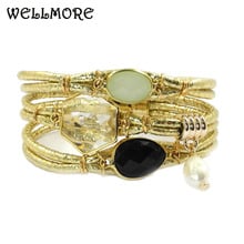 WELLMORE women bracelets Leather bracelets crystal,Freshwater pearl Bohemian bracelets&bangles for women jewelry wholesale 2024 - buy cheap