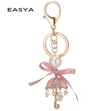 EASYA Fashion Women Bag Pearl Cute Flower Umbrella Keychain Nice Purse Bow-knot  Key Holder Handbag Pendant Gift CHY-3704 2024 - buy cheap