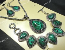 1sets New Fashion Malachite Stone Bracelet Earrings Necklace 3 in 1 Jewelry Lots Whole Jewelry Sets Free shipping LR473 2024 - buy cheap