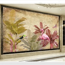 Wellyu-papel tapiz personalizado, estilo europeo, retro, plátano, árbol, flamenco, Fondo de pared, papel de pared para cuarto 2024 - compra barato