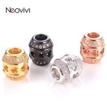 Neavivi-Cuentas redondas de cobre de circonita blanca, Accesorio para hacer joyas, collares, Conector de brazaletes, artesanía hecha a mano 2024 - compra barato