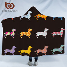 BeddingOutlet Dachshund Sausage Microfiber Hooded Blanket Colorful Puppy Sherpa Fleece Cartoon Dog Wearable Throw Blanket 2024 - buy cheap