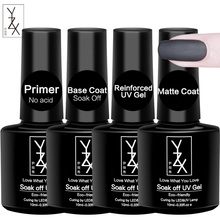 YZX 4Bottles/Set 10ML Dehydrator Nail Prep Primer Gel+Peel Off UV Base Coat+Reinforce Gel+Matte Top Coat Polish Manicure Lacquer 2024 - buy cheap