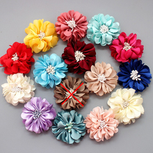 60 pcs/lot , 2" inch Chiffon Fabric Flower with Beaded Center-Hair Flower-Wedding Flower 2024 - buy cheap